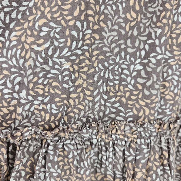 Aerie Fit Flare Dress Brown All Day Printed Smocked Sleeveless Tie Straps Small - Picture 5 of 10